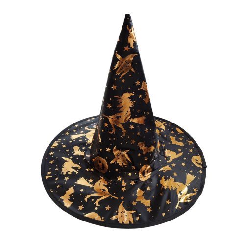 Halloween-i boszorkány sapka, fekete –38 x 34 cm