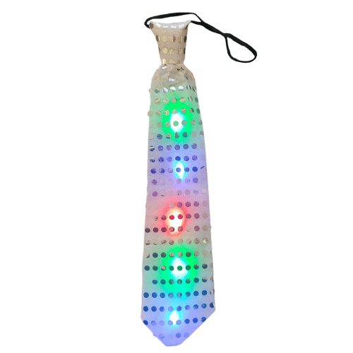Világító LED nyakkendő 35 cm fehér