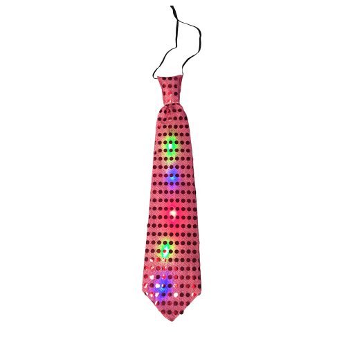 Világító LED nyakkendő 35 cm piros