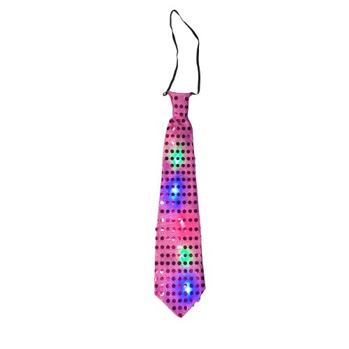 Világító LED nyakkendő 35 cm sötét rózsaszín