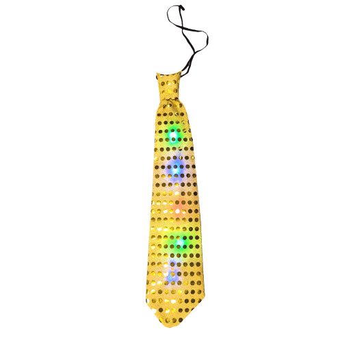 Világító LED nyakkendő 35 cm sárga