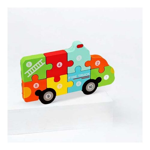 Montessori 3D fa kirakós, puzzle Tűzoltó autó