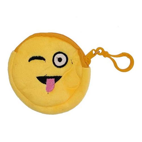 Emoji plüss pénztárca kacsintós, nyelv kinyújtó