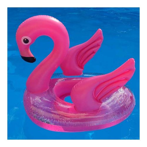 Flamingó formájú beleülős úszógumi csillámos glitterel 68 x 48 cm