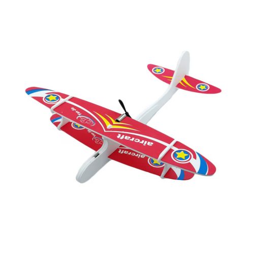 Vitorlázórepülőgép, propellerrel és LED lámpával, USB töltés, 28cm piros