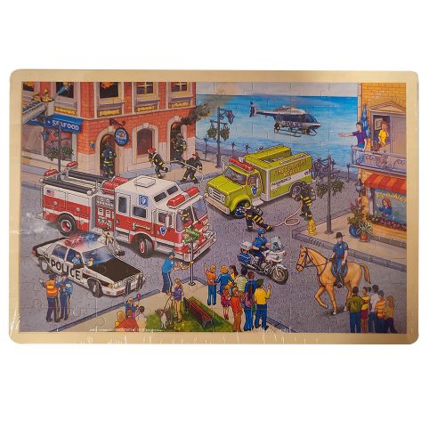 Fa puzzle, kirakós táblán 100 db-os Hatósági járművek
