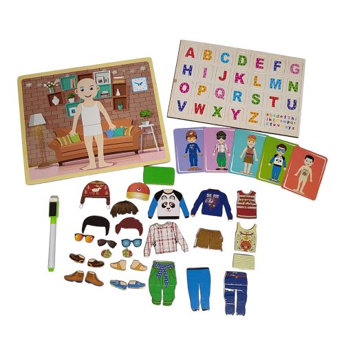 Oktató mágneses öltöztető tábla játék és rajztábla