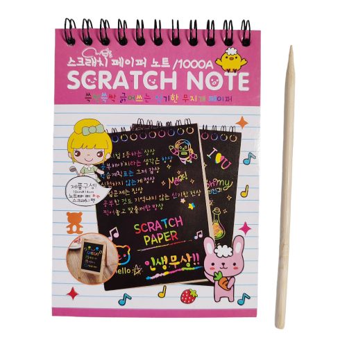 Scratch képkarcoló füzet karctűvel A6 10 lapos -Rózsaszín