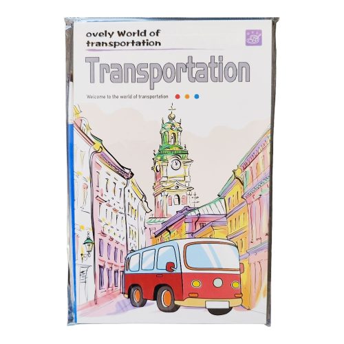 Gyerek kifestő könyv egyedi festéklappal és ecsettel - Közlekedés