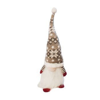   Karácsonyi skandináv manó nagyszakállú, kötött sapkás 50 cm -Szürke