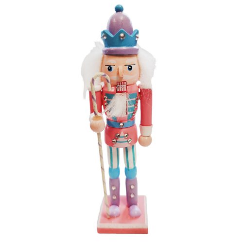 Karácsonyi Diótörő Figura pasztel rózsaszín, nyalóka pálcás 18 cm