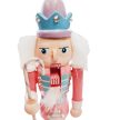 Karácsonyi Diótörő Figura pasztel rózsaszín, nyalóka pálcás 18 cm