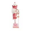 Karácsonyi Diótörő Figura, rózsaszín őr bottal 25,5 cm