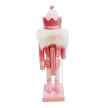 Karácsonyi Diótörő Figura, rózsaszín őr bottal 25,5 cm
