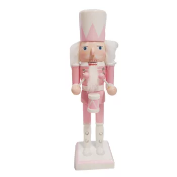   Karácsonyi Diótörő Figura, rózsaszín őr dobbal 25,5 cm