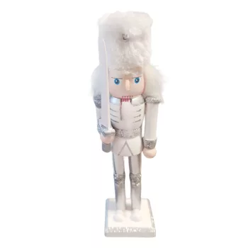 Karácsonyi Diótörő Figura, ezüst őr karddal 18 cm