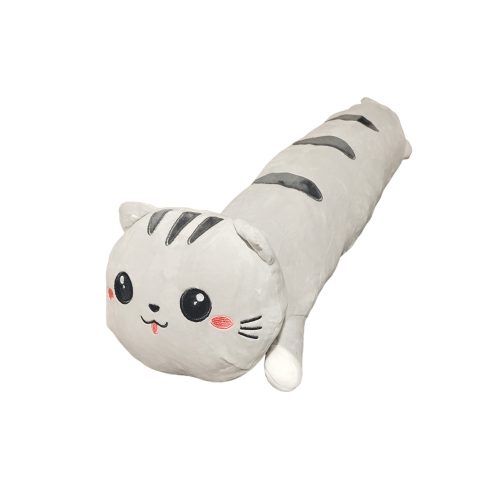 Hosszú cica plüss 80 cm, szürke