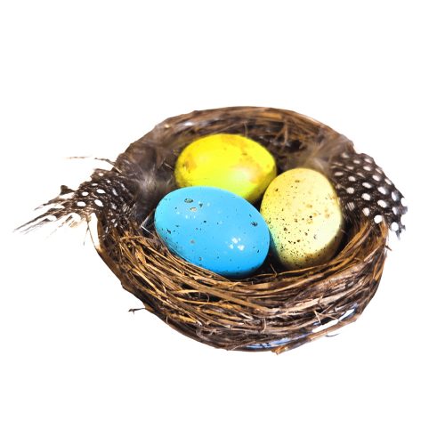 Húsvéti dekor fészek 3 kis tojással  6,5 cm