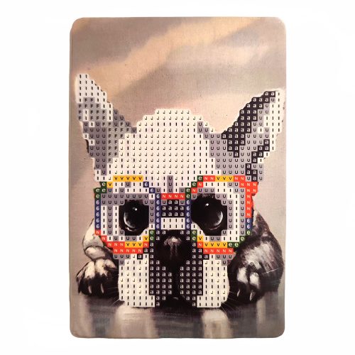 Gyémánt mozaik hímzés -Szemüveges bulldog 10x15 cm