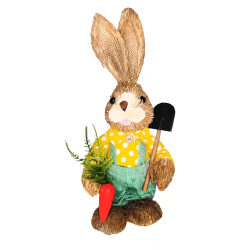 Húsvéti szalma nyuszi répával, ásóval 35 cm