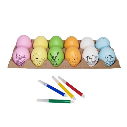 Húsvéti tojás kifestő, tojástartóval, filccel 