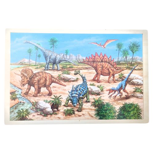 Fa puzzle, kirakós táblán 100 db-os Dinoszaurusz
