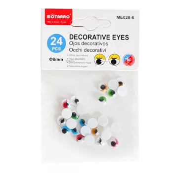   Mozgó szem kör alakú színes Szempillás 8mm-es 24db/csomag