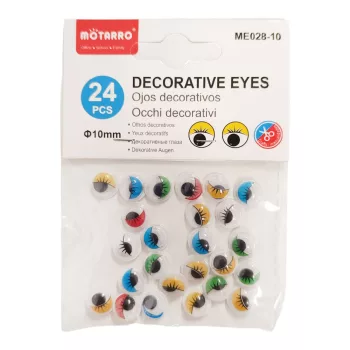   Mozgó szem kör alakú színes Szempillás 10mm-es 24db/csomag
