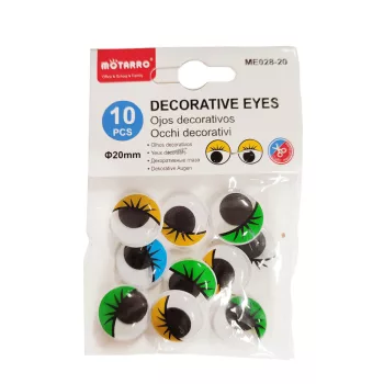   Mozgó szem kör alakú színes Szempillás 20mm-es 10db/csomag