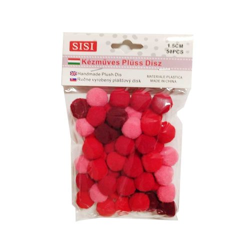 Pom-Pom Vegyes piros 1,5 cm-es 50db/csomag