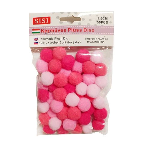 Pom-Pom Vegyes rózsaszín 1,5 cm-es 50db/csomag