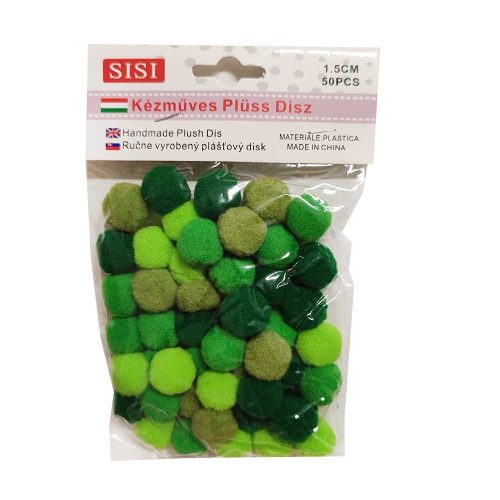 Pom-Pom Vegyes zöld 1,5 cm-es 50db/csomag