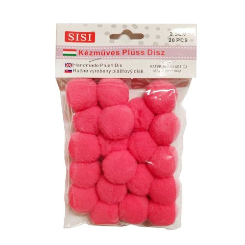 Pom-Pom pink 2,5 cm-es 20db/csomag