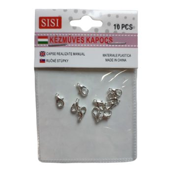 Delfin kapocs 15 db 11,5 x 6 mm ezüst