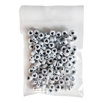   Szív mintás Gyöngy Fehér Kör (6 mm, Műanyag) 20g/csomag