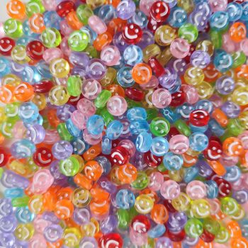   Mosolygós, Smiley színes kör Gyöngy (7 mm, Műanyag) 20g/csomag