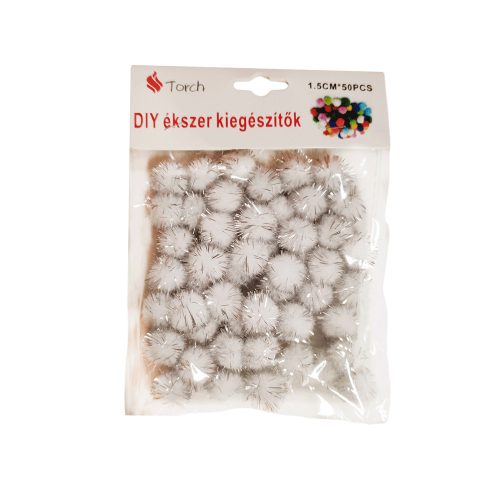 Pom-Pom csillogó ezüst 1,5 cm-es 50 db/csomag