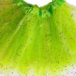 Tüll szoknya Tütü neon zöld, színes glitterrel ~30 cm