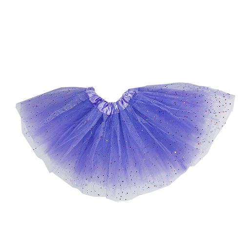 Tüll szoknya Tütü lila, színes glitterrel ~30 cm