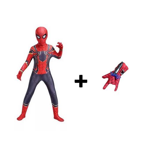 Iron Spiderman, Pókember bosszúállók gyerek jelmez L + Pókember kilövő, tapadókorongokkal