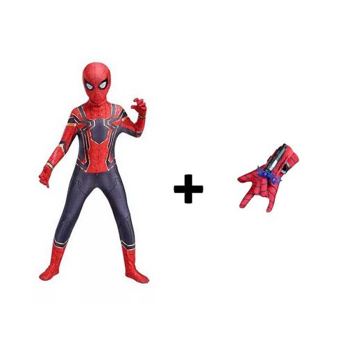 Iron Spiderman, Pókember bosszúállók gyerek jelmez XL + Pókember kilövő, tapadókorongokkal 