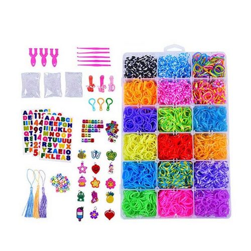 Loom gumi karkötő készítő szett, 11000 db színes gumi, kiegészítőkkel
