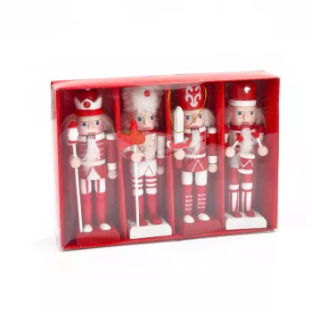 Karácsonyi Diótörő Figura, piros  őrség karddal 12 cm