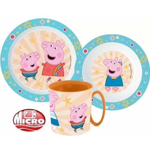 Peppa malac étkészlet, micro műanyag szett 350 ml bögrével