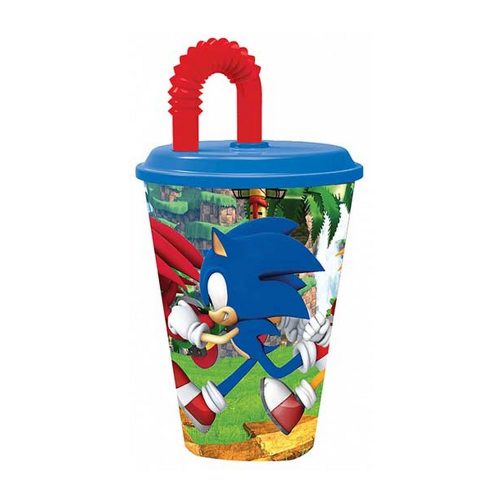 Sonic, a sündisznó szívószálas pohár, műanyag 430 ml